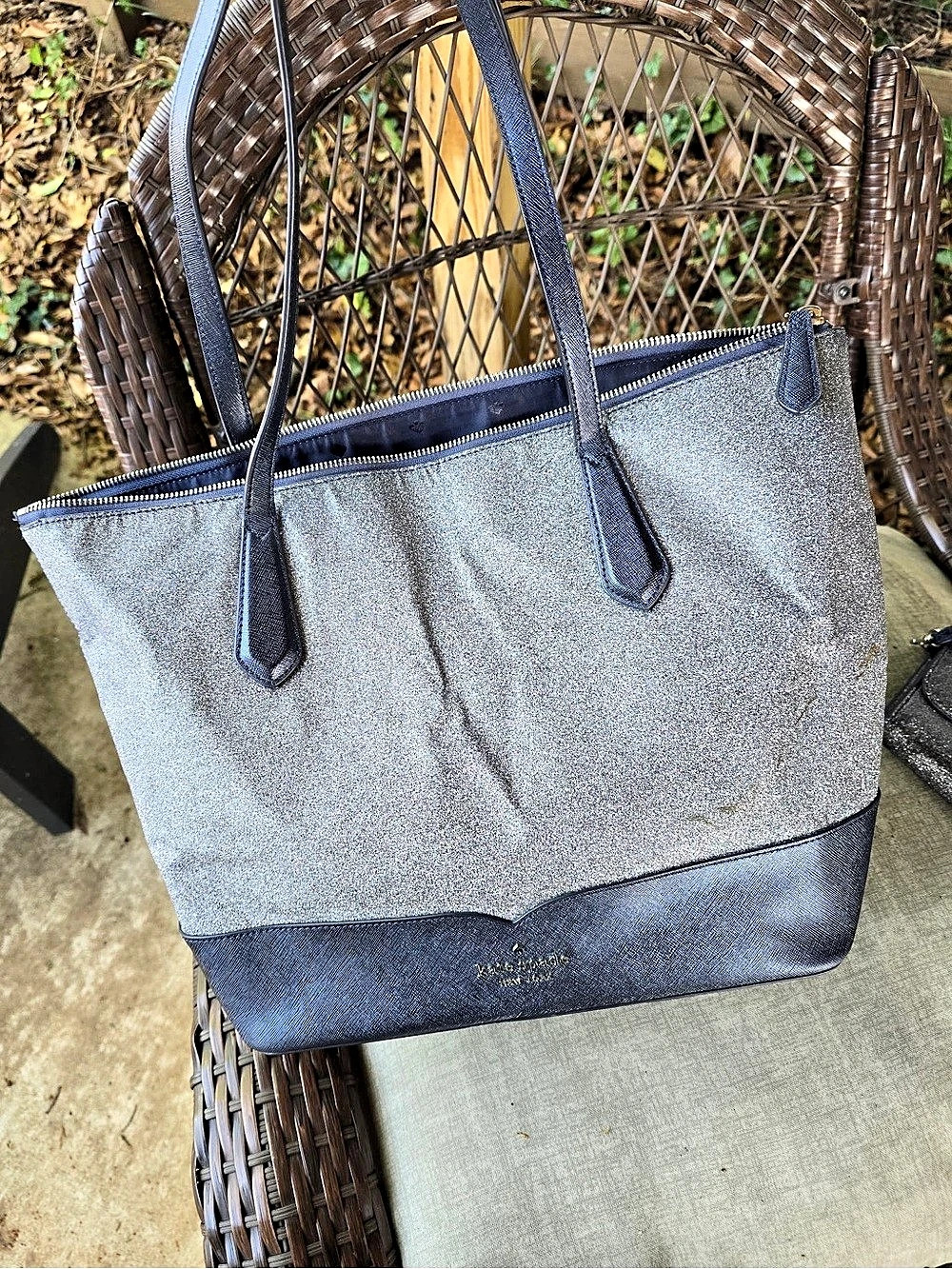 Kate Spade Tote Lola glitter navy blue